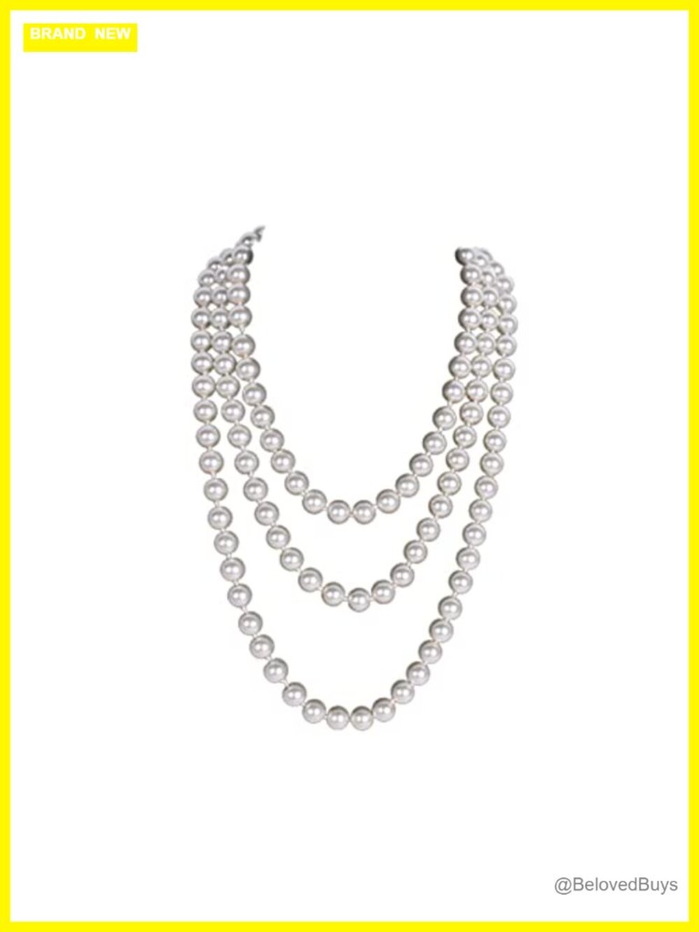Long Layered Imitation Pearl Strand Necklace 60 Inch Glass Bead Costume Jewelry